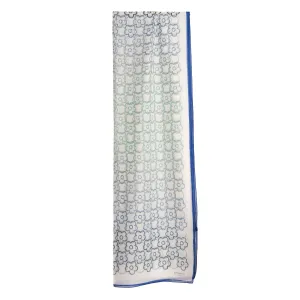 BLUE TUBULAR SCARF IN COTTON VOILE AND SILK