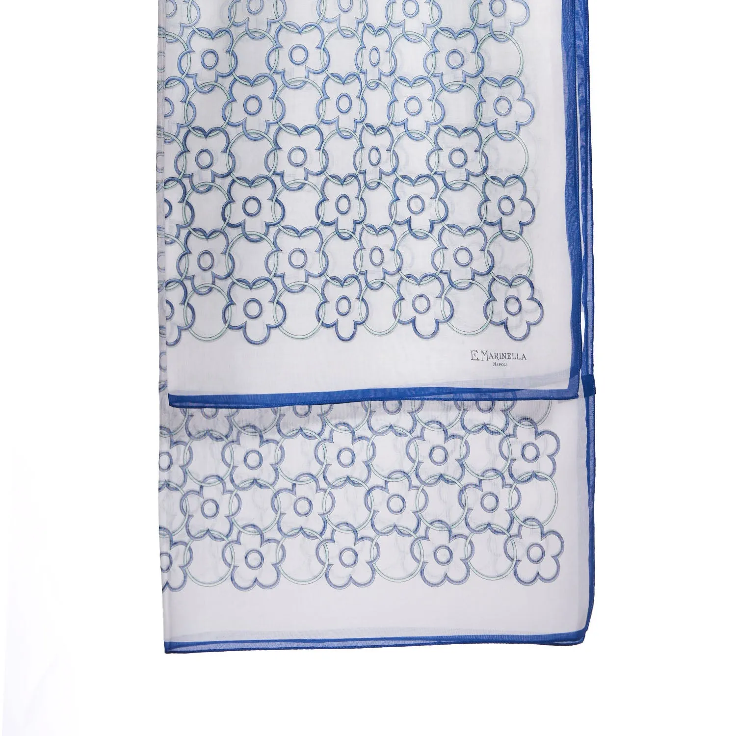 BLUE TUBULAR SCARF IN COTTON VOILE AND SILK