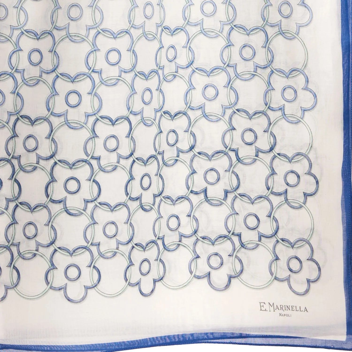 BLUE TUBULAR SCARF IN COTTON VOILE AND SILK