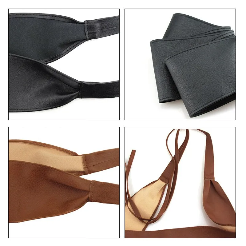 Bowknot Faux Leather Wrap Around Belt