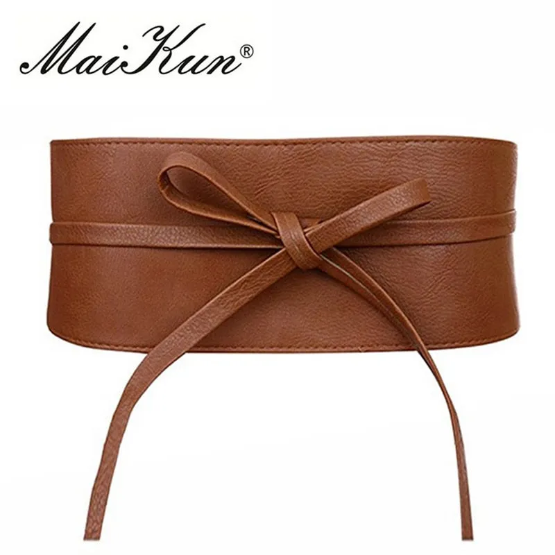 Bowknot Faux Leather Wrap Around Belt