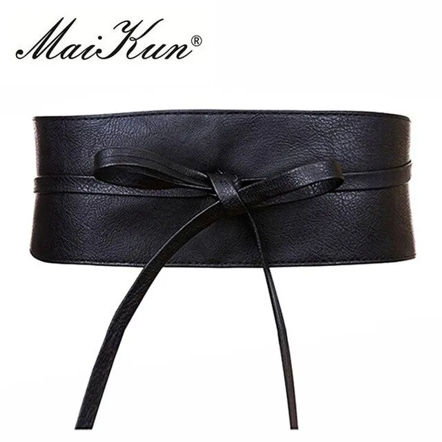 Bowknot Faux Leather Wrap Around Belt