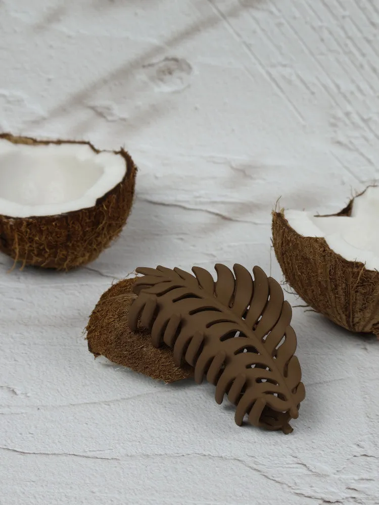 Claw Clip - Leaf - Medium - Chocolate