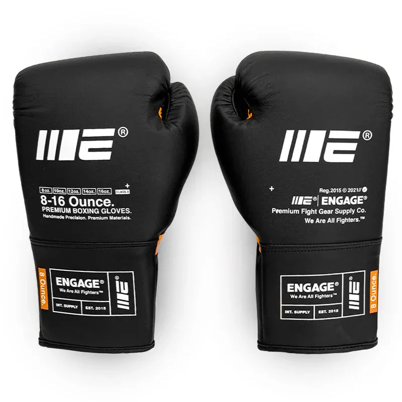 Engage W.I.P Series Boxing Gloves Lace Up - Black