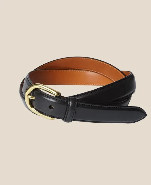 HORSESHOE BUCKLE SLIM LEATHER BELT