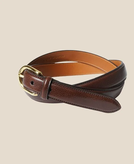 HORSESHOE BUCKLE SLIM LEATHER BELT