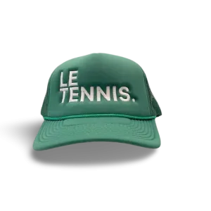 Le Tennis Hat Foam Round Brim Snapback (Kelly Green   LRG White Logo)
