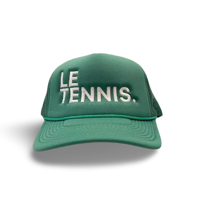 Le Tennis Hat Foam Round Brim Snapback (Kelly Green   LRG White Logo)