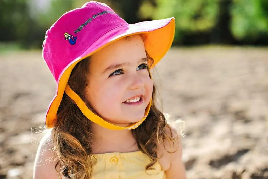 Reversible Kids Sun Hat - Mermaid /Sandcastle