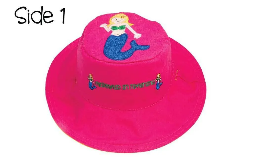 Reversible Kids Sun Hat - Mermaid /Sandcastle